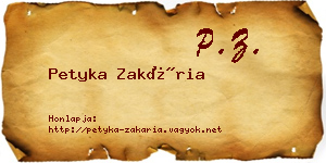 Petyka Zakária névjegykártya